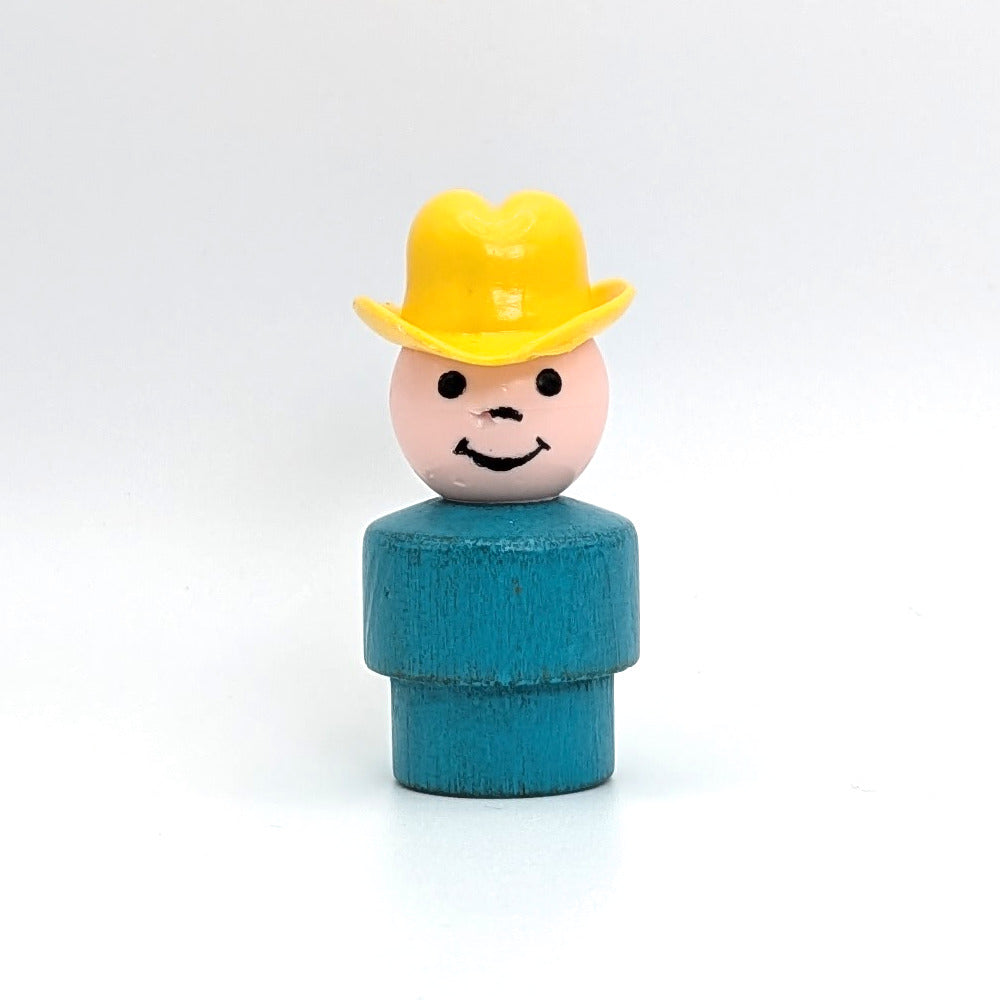 Boy - Turquoise Wood Body | Plastic Head - Fisher Price Little People