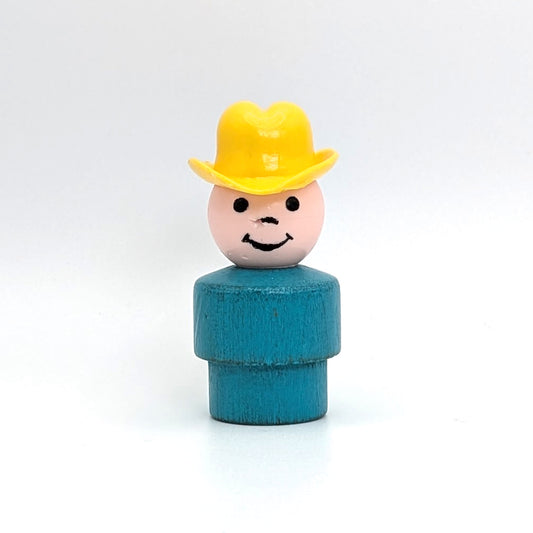 Boy - Turquoise Wood Body | Plastic Head - Fisher Price Little People