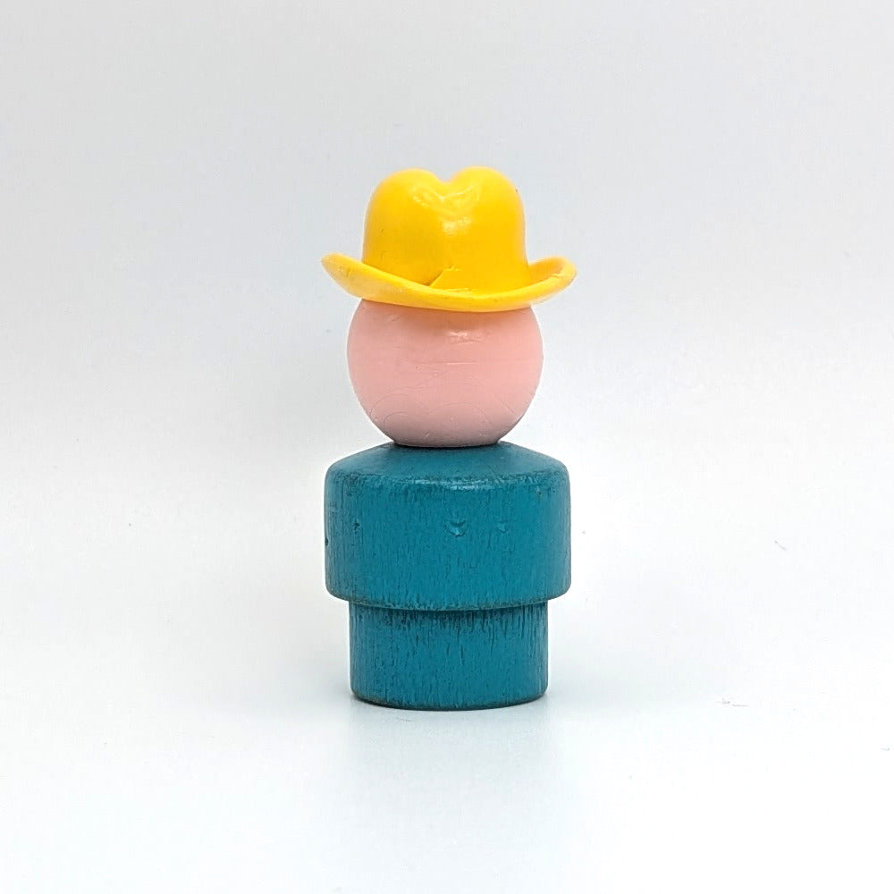 Boy - Turquoise Wood Body | Plastic Head - Fisher Price Little People