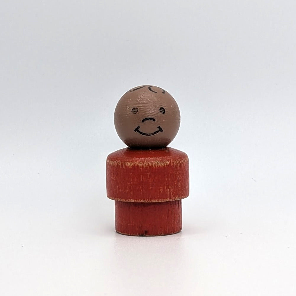 Boy - Red Wood Body | Plastic Head - Fisher Price Little People