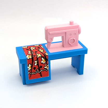 Sewing Machine 3D Printed Custom - Blue/Pink - Compatible with Little People