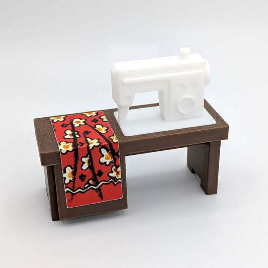 Sewing Machine 3D Printed Custom - Brown/White - Compatible with Little People