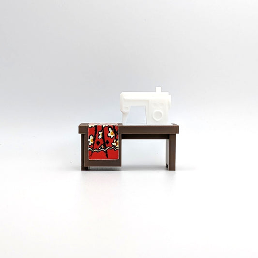 Sewing Machine 3D Printed Custom - Brown/White - Compatible with Little People