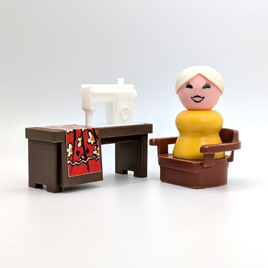 Sewing Machine 3D Printed Custom - Brown/White - Compatible with Little People