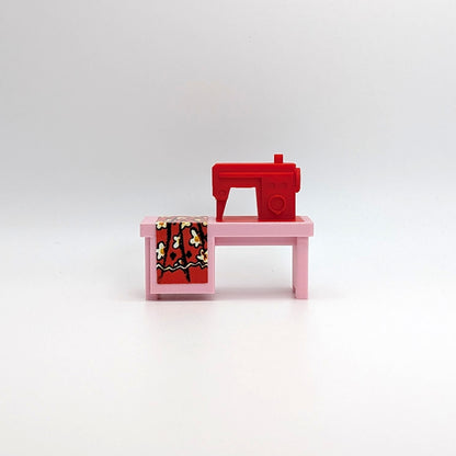 Sewing Machine 3D Printed Custom - Pink/Red - Compatible with Little People