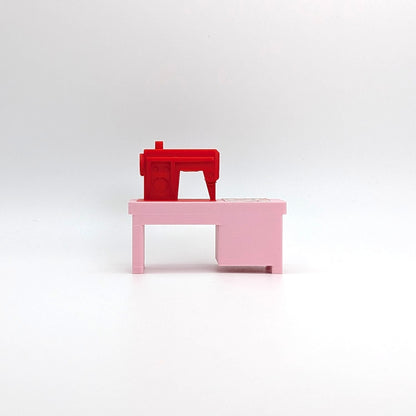 Sewing Machine 3D Printed Custom - Pink/Red - Compatible with Little People