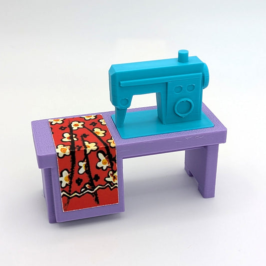 Sewing Machine 3D Printed Custom - Purple/Turquoise - Compatible with Little People