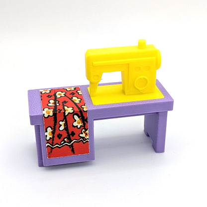 Sewing Machine 3D Printed Custom - Purple/Yellow - Compatible with Little People
