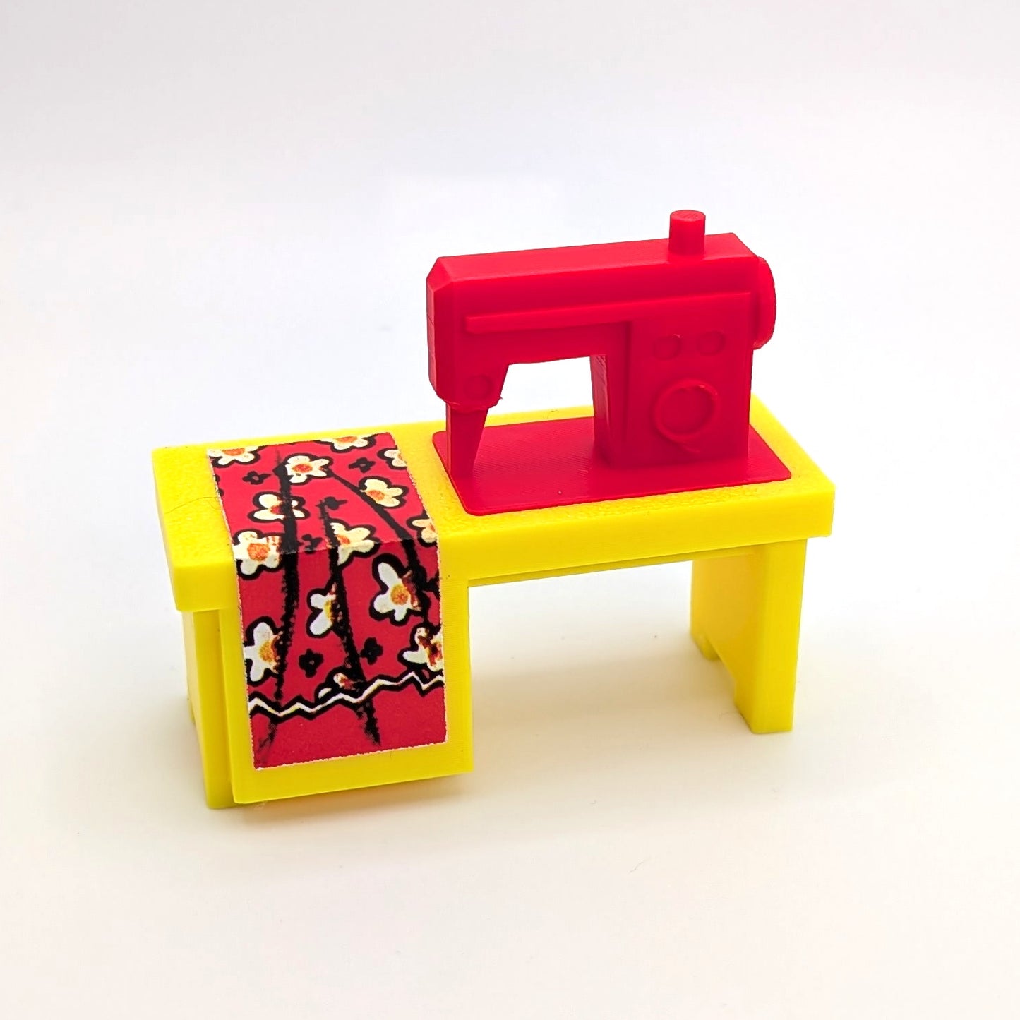 Sewing Machine 3D Printed Custom - Yellow/Red - Compatible with Little People