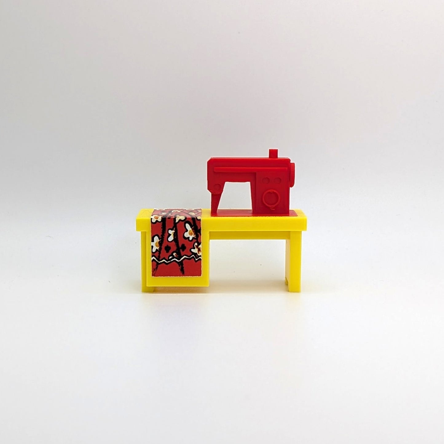 Sewing Machine 3D Printed Custom - Yellow/Red - Compatible with Little People