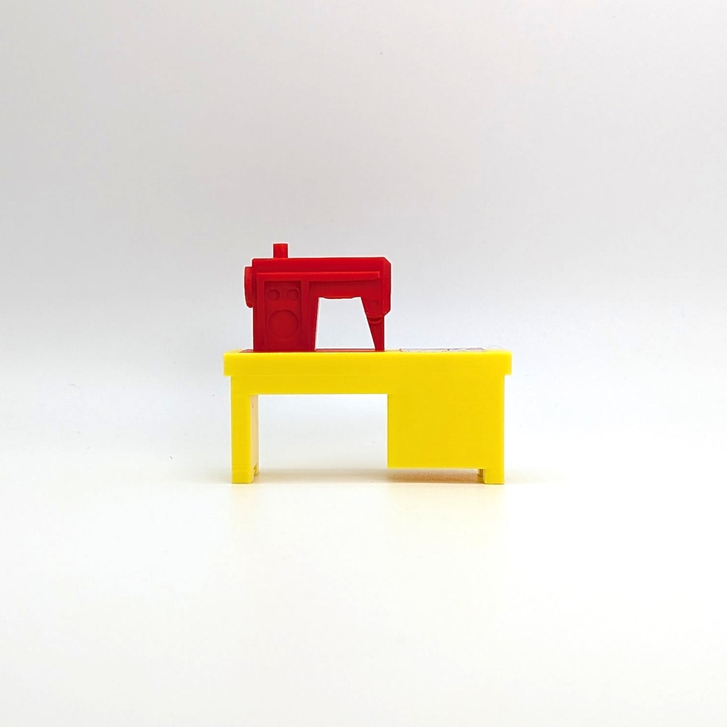 Sewing Machine 3D Printed Custom - Yellow/Red - Compatible with Little People