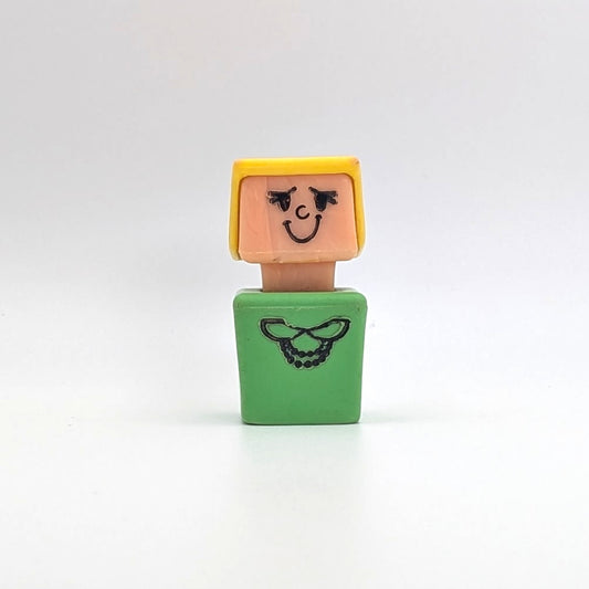 Blockhead Figure - Green Body | Yellow Hair - Playskool Familiar Places