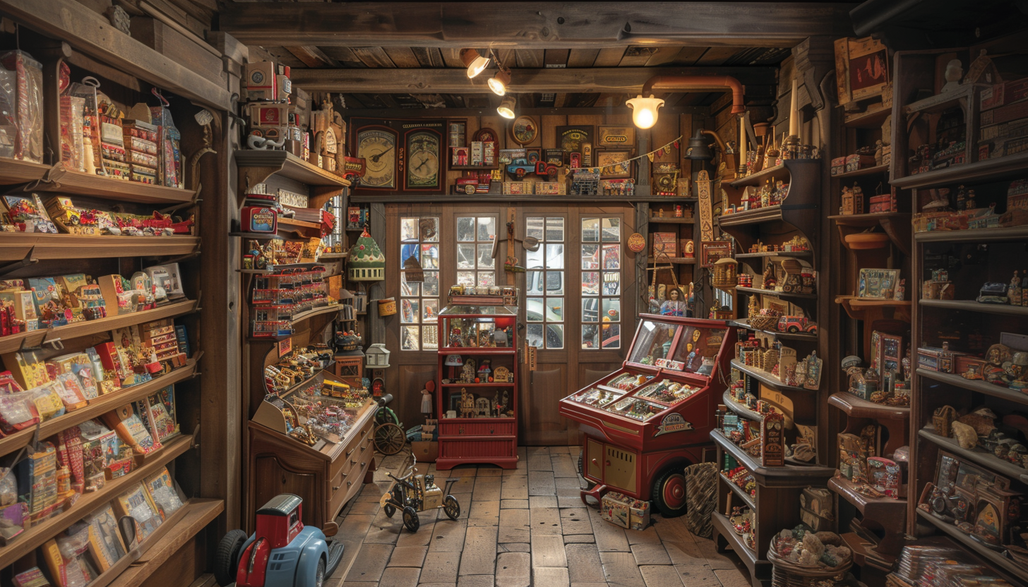 Old Fashioned Toy Shop with Antique Vintage Toys for Sale